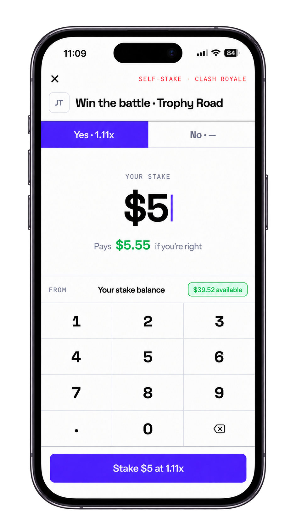 Rush app — Set your stake